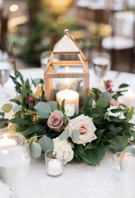 16-Trendy-Greenery-Wedding-Centerpieces-with-Candles-7